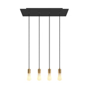 Lampada a sospensione a 4 cadute con XXL Rose-One rettangolare 675 mm con finiture in metallo - Nero opaco