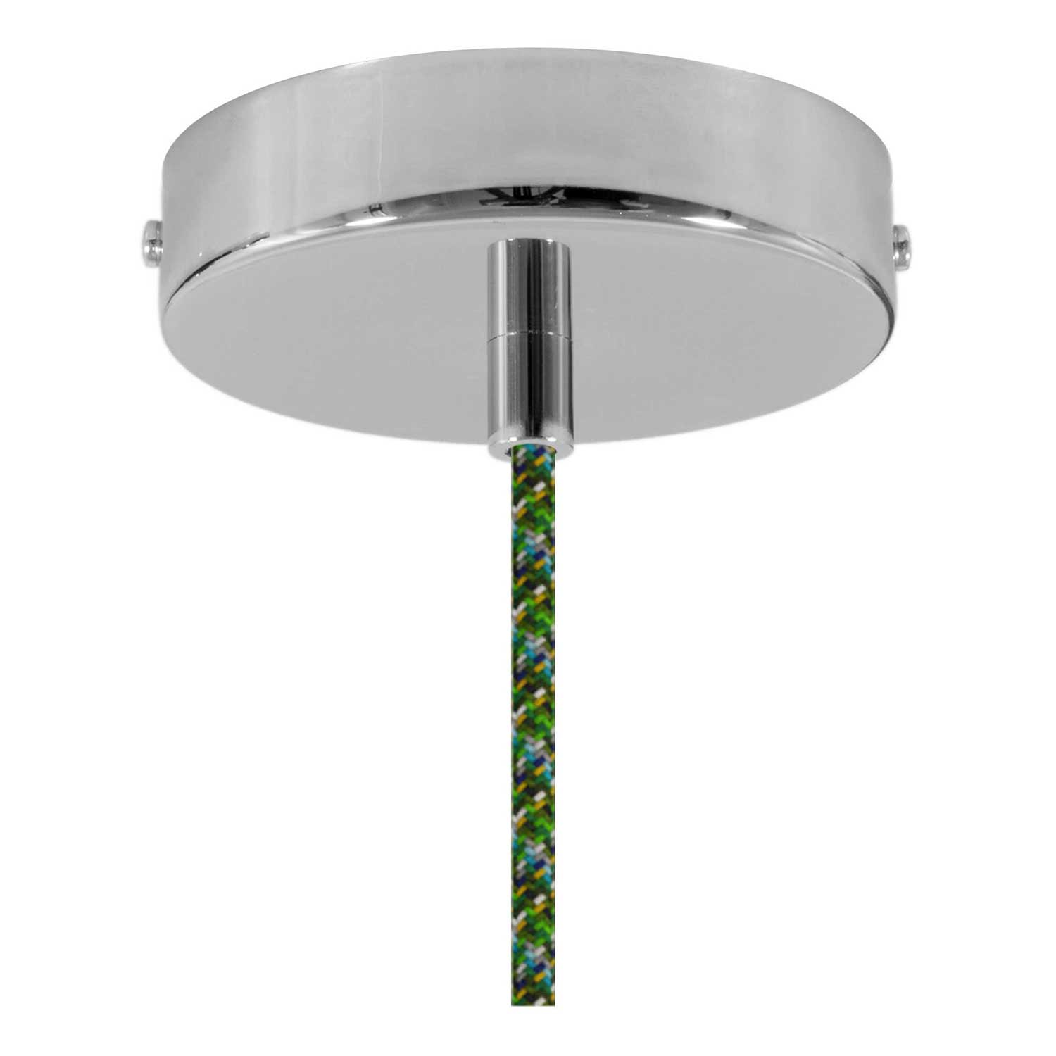 Lampada a sospensione completa di cavo tessile, paralume Vaso in ceramica e finiture in metallo - Evergreen striato