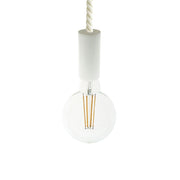 Lampada a sospensione completa di cordone nautico XL 16 mm con finiture in legno verniciato - Bianco