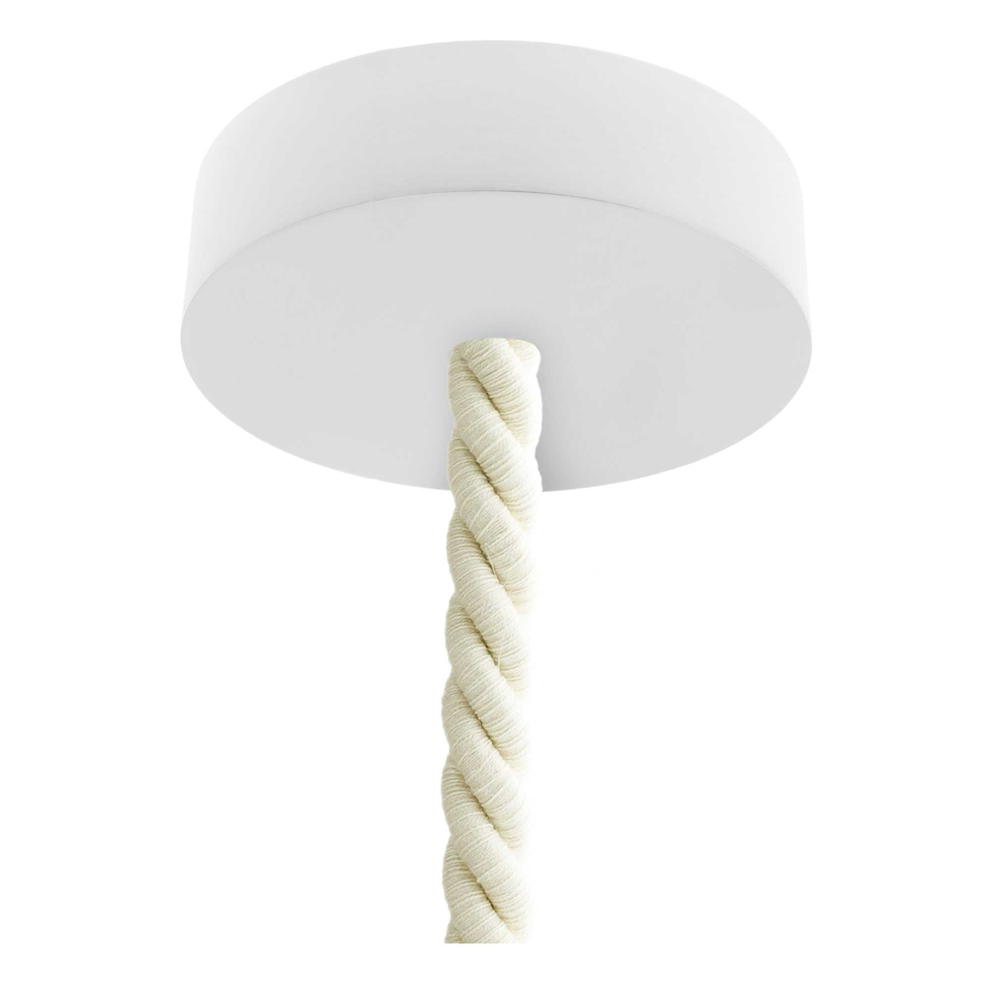 Lampada a sospensione completa di cordone nautico XL 16 mm con finiture in legno verniciato - Bianco