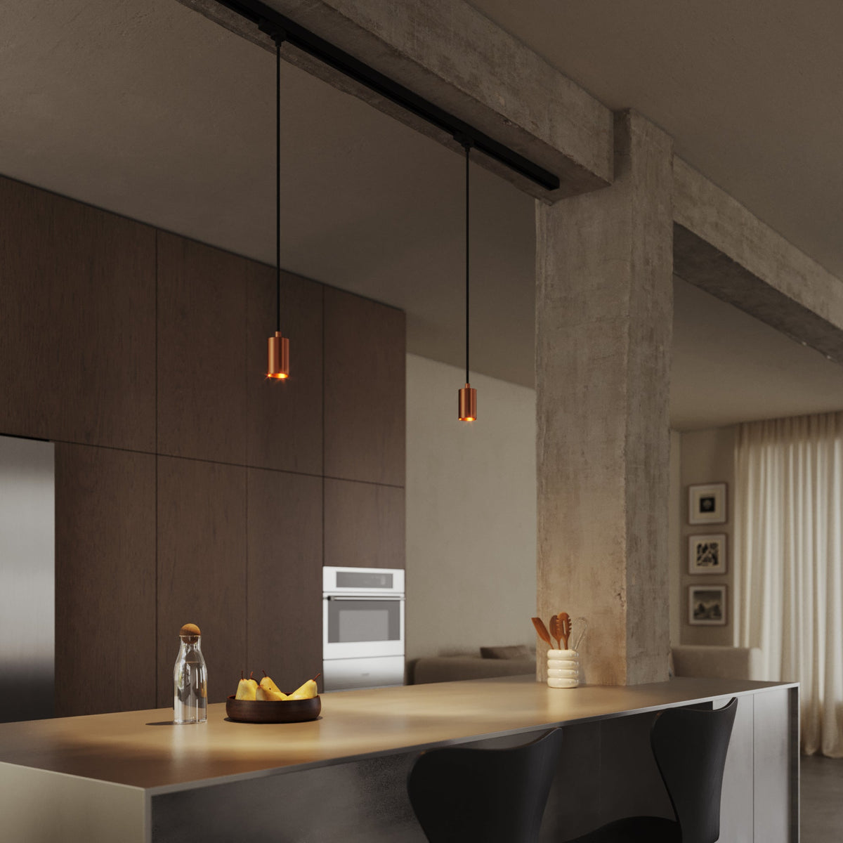 Lampada a sospensione con faretto GU10 Bispot per sistema a binario - Rame satinato - Creative Cables