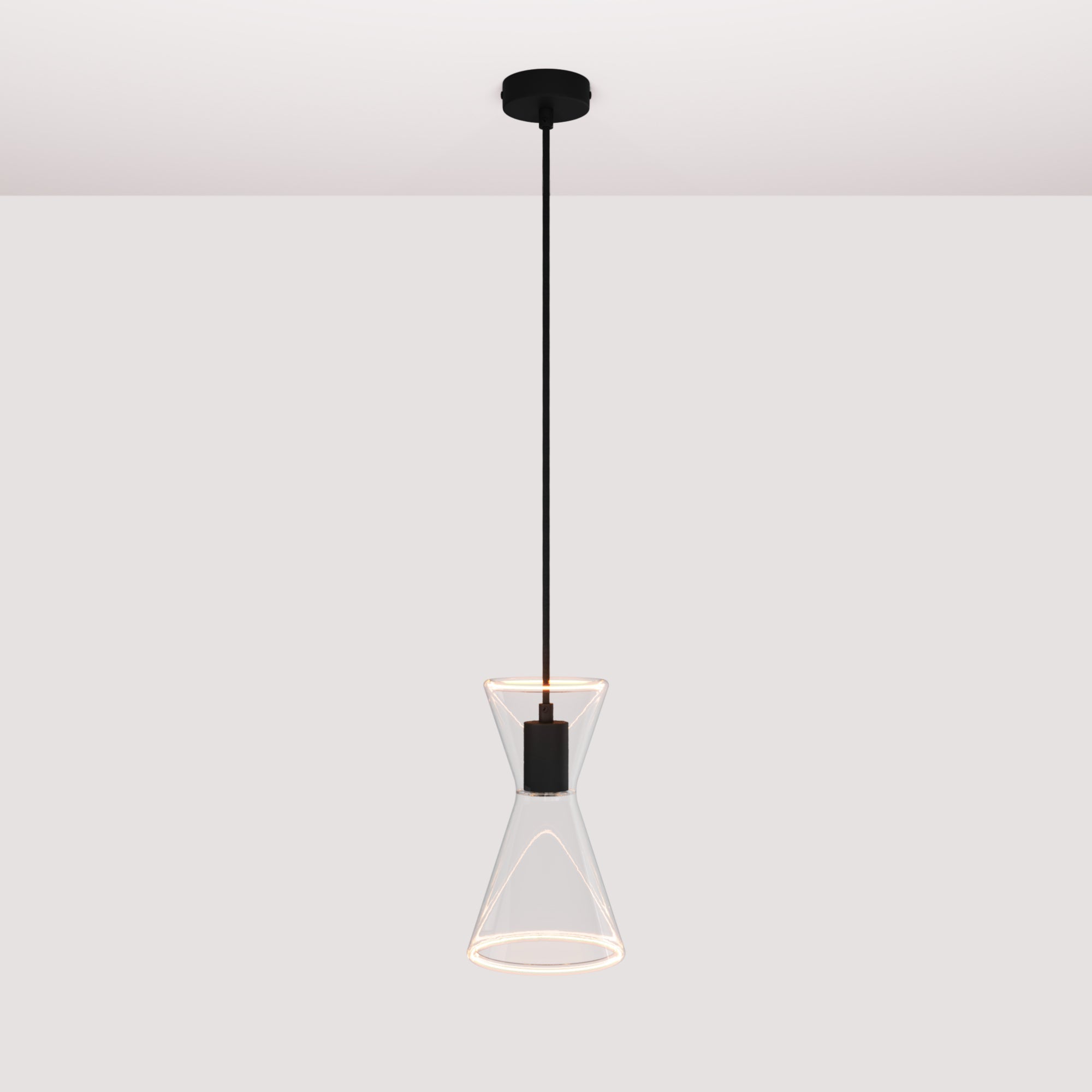 Lampada a sospensione con lampadina Ghost Doppio cono - Nero