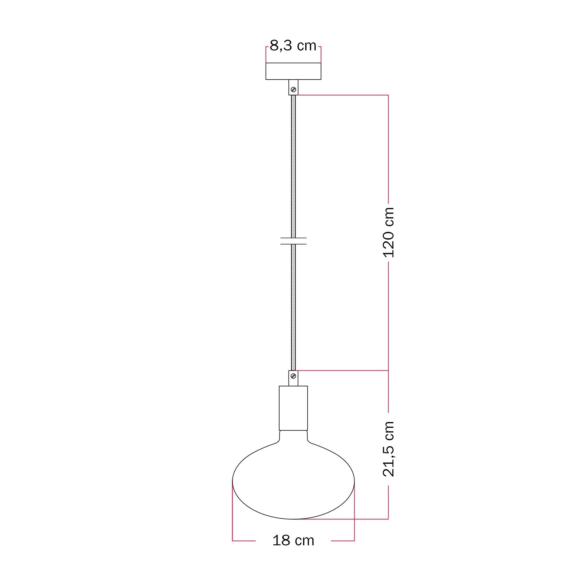 Lampada a sospensione con lampadina LED Ellipse effetto porcellana - Nero Opaco