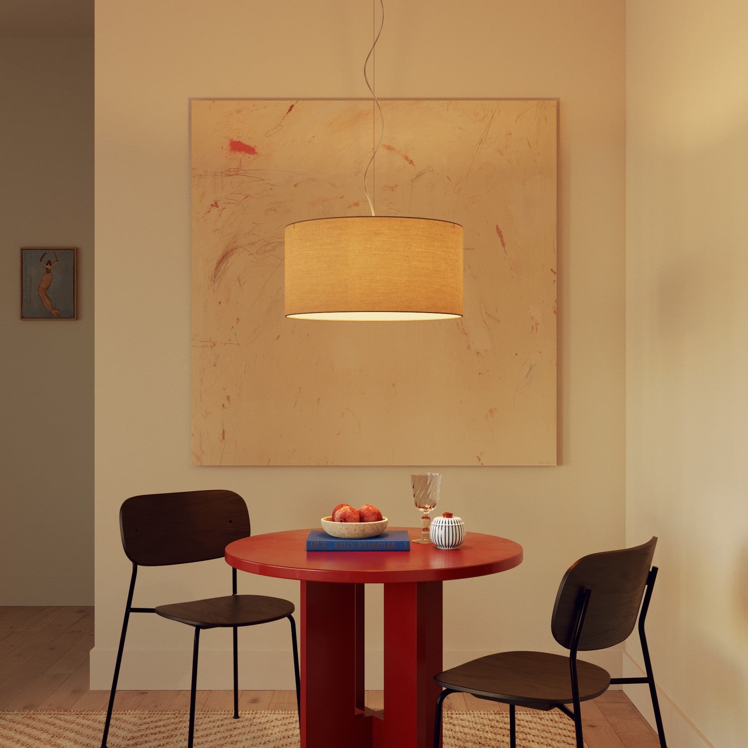 Lampada a sospensione con paralume in tessuto Cilindro Medium Arenal tortora - Made in Italy Si