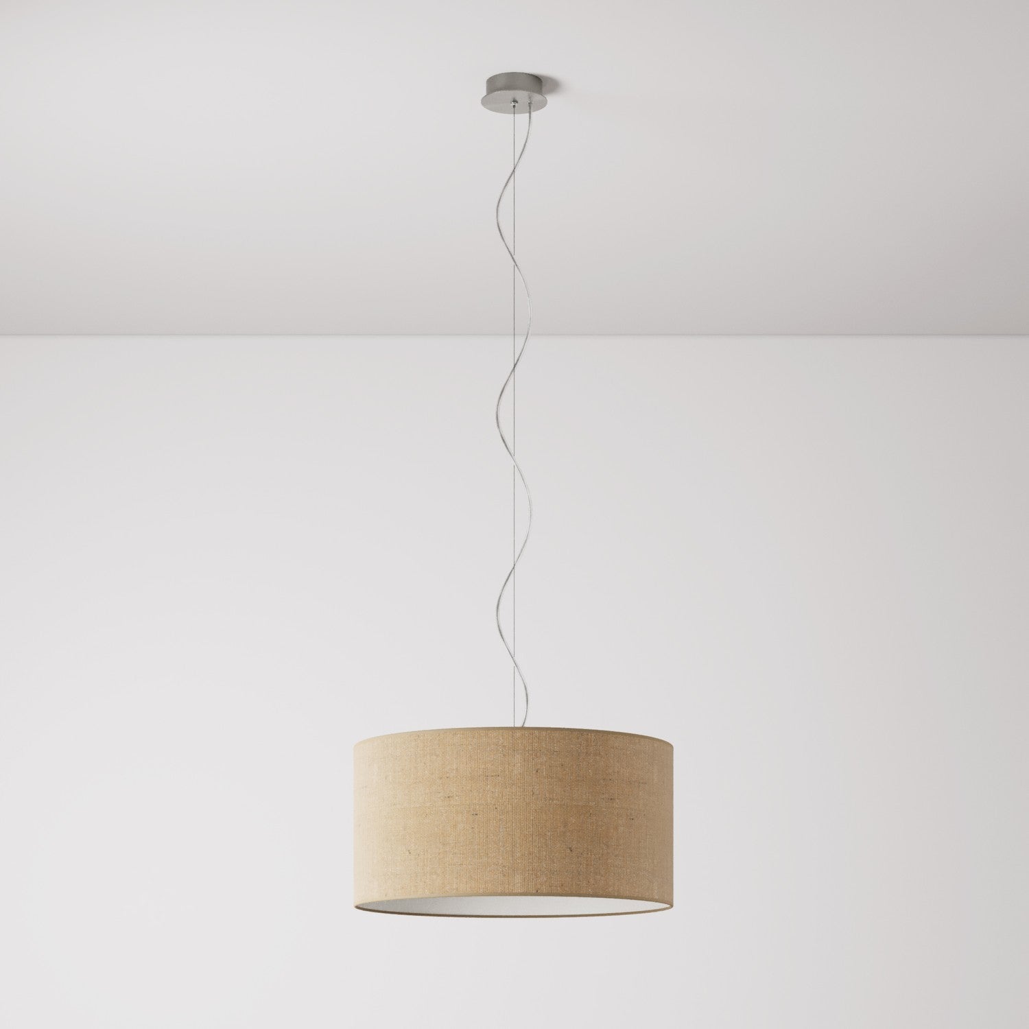 Lampada a sospensione con paralume in tessuto Cilindro Medium - Made in Italy - Juta Naturale No