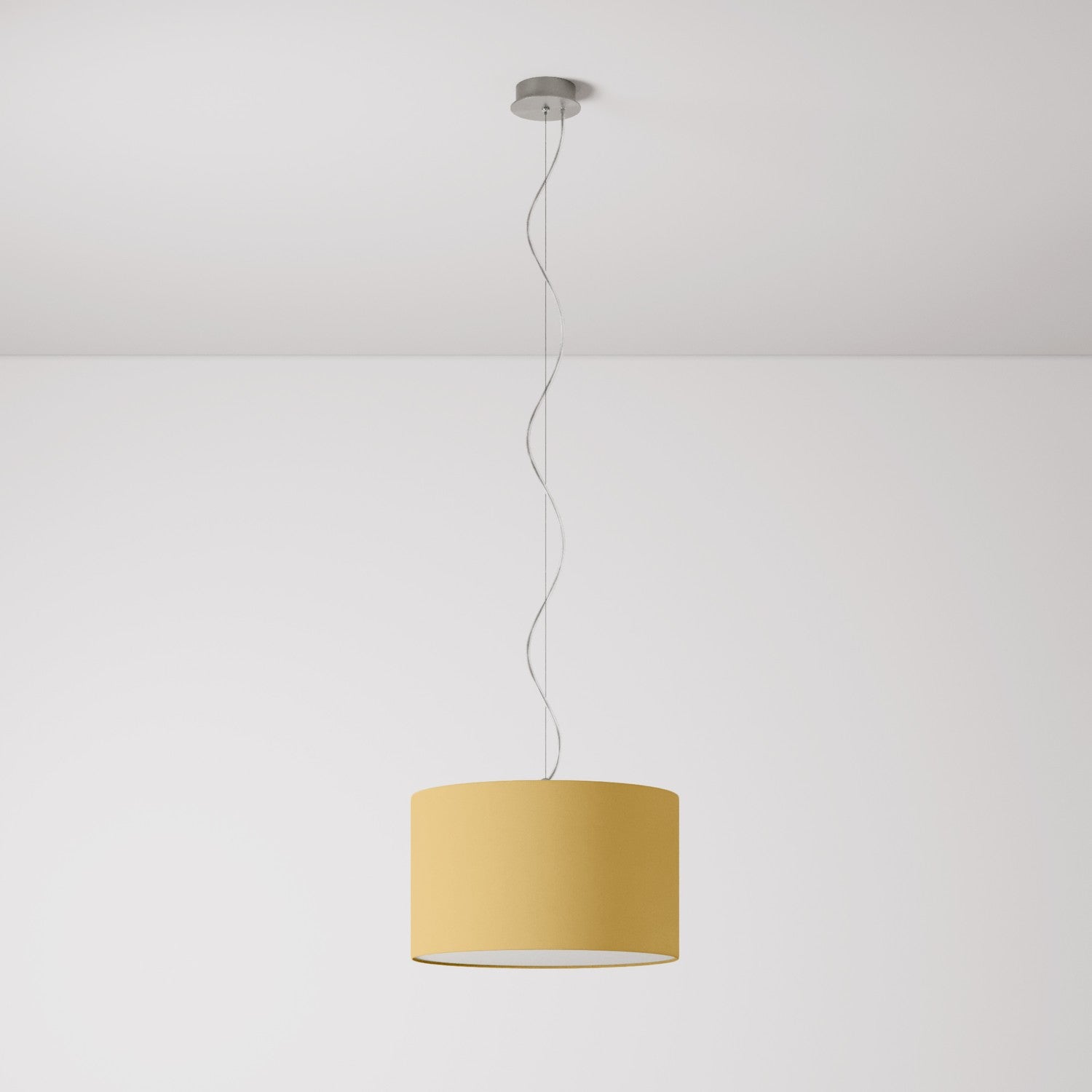 Lampada a sospensione con paralume in tessuto Cilindro Small Arenal oro - Made in Italy Si