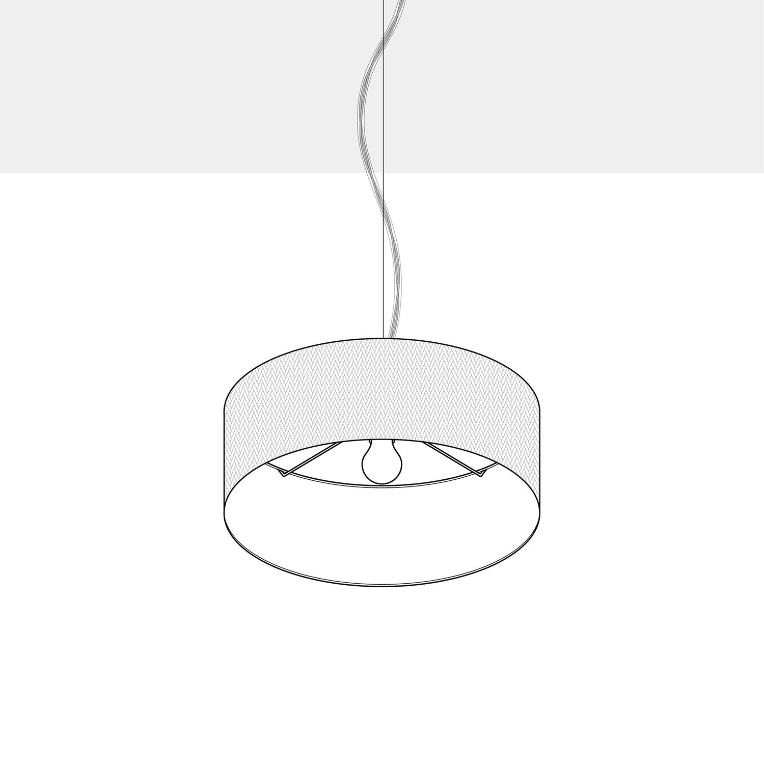 Lampada a sospensione con paralume in tessuto Cilindro Small Cinette verde pistacchio - Made in Italy No