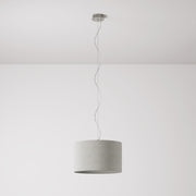 Lampada a sospensione con paralume in tessuto Cilindro Small - Made in Italy - Lana Grigio Chiaro No