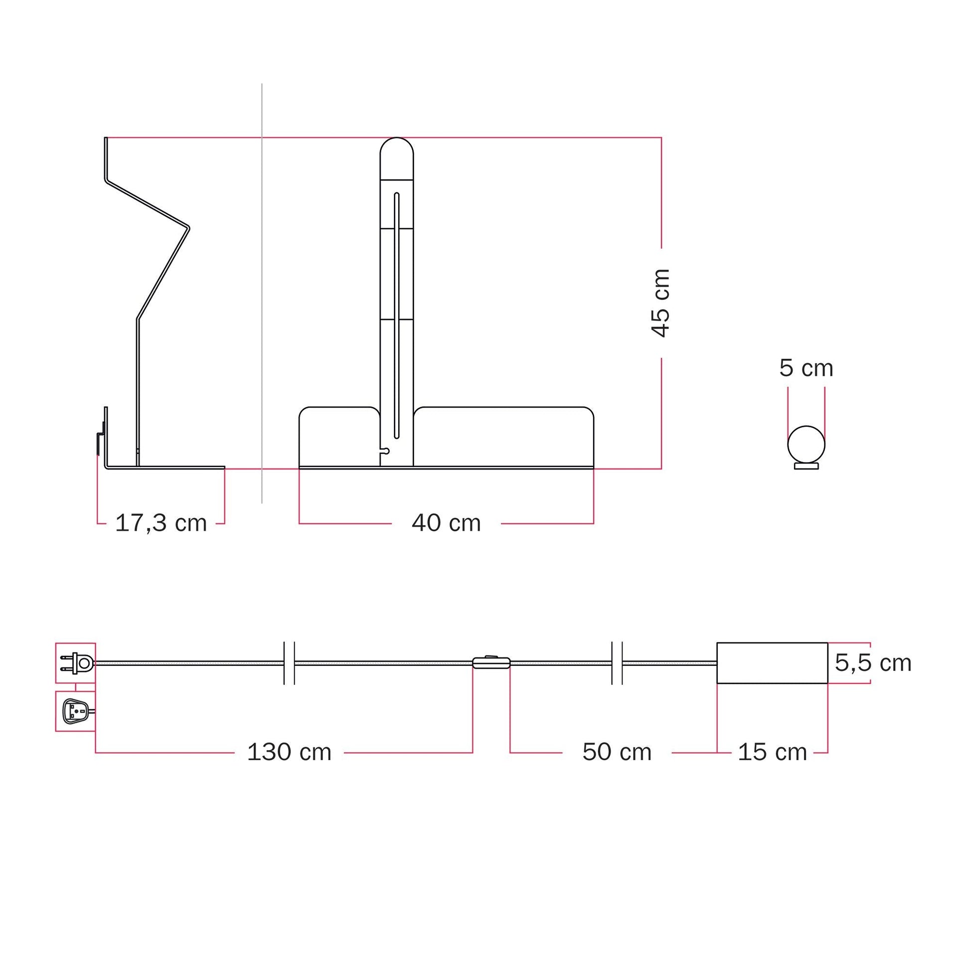 Lampada da parete con mensola e faretto magnetico orientabile - Murio Tubo - Blu