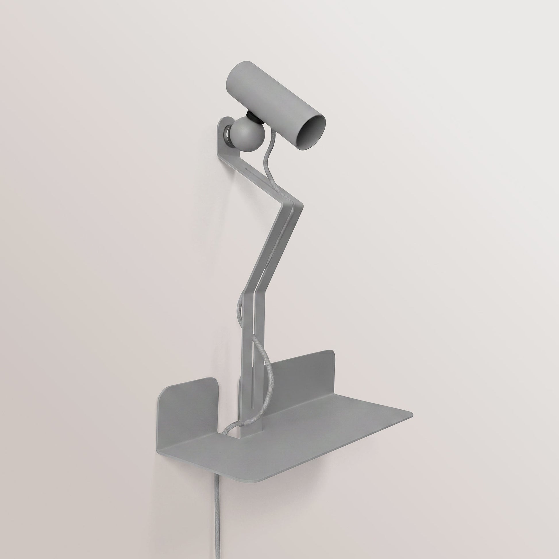 Lampada da parete con mensola e faretto magnetico orientabile - Murio Tubo - Grigio