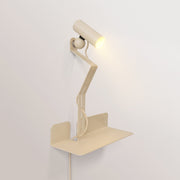 Lampada da parete con mensola e faretto magnetico orientabile - Murio Tubo - Panna
