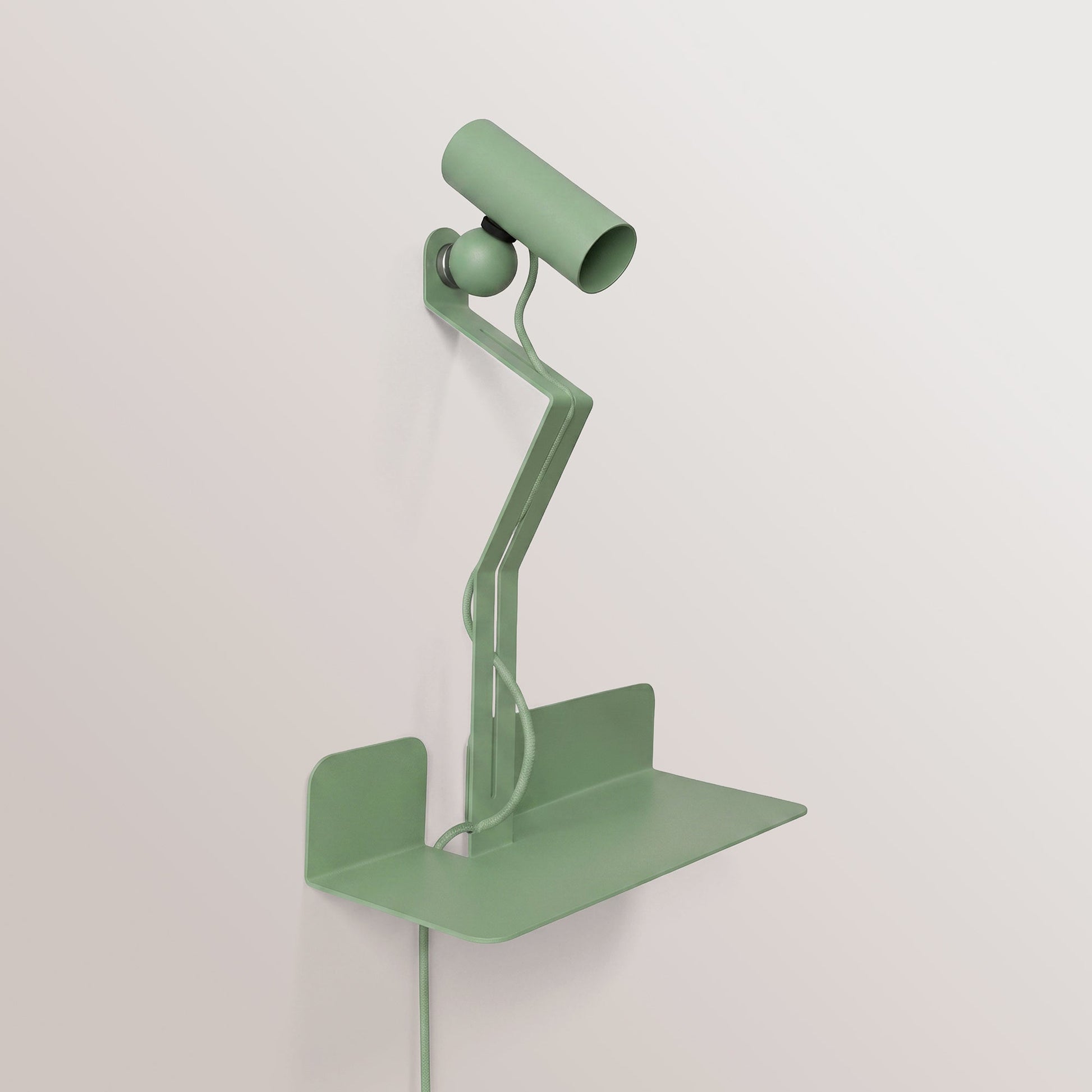 Lampada da parete con mensola e faretto magnetico orientabile - Murio Tubo - Verde