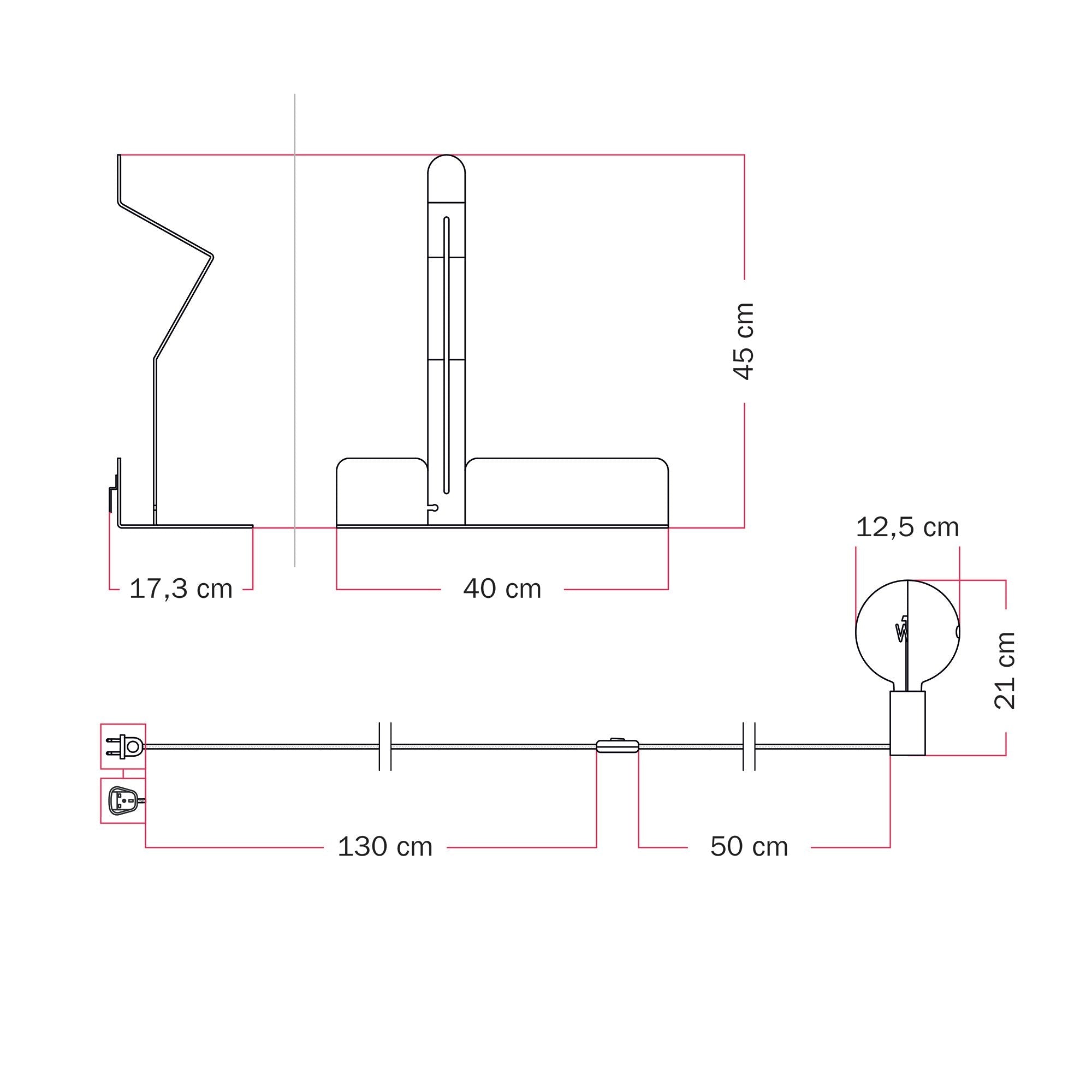 Lampada da parete con mensola e lampadina LED G125 verniciata - Murio Talia - Blu