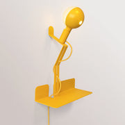 Lampada da parete con mensola e lampadina LED G125 verniciata - Murio Talia - Giallo