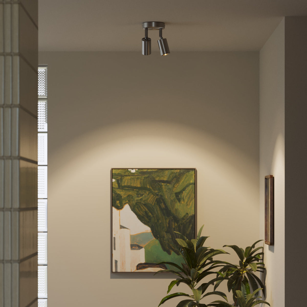 Lampada da parete o soffitto con 2 faretti GU10 Bispot orientabili - Titanio satinato - Creative Cables