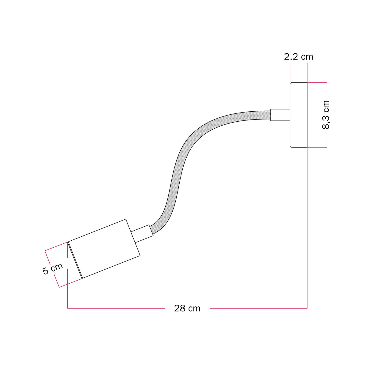 Lampada da parete o soffitto con faretto GU10 Bispot e braccio orientabile Flex 30 cm - Nero / Bronzo satinato - Creative Cables