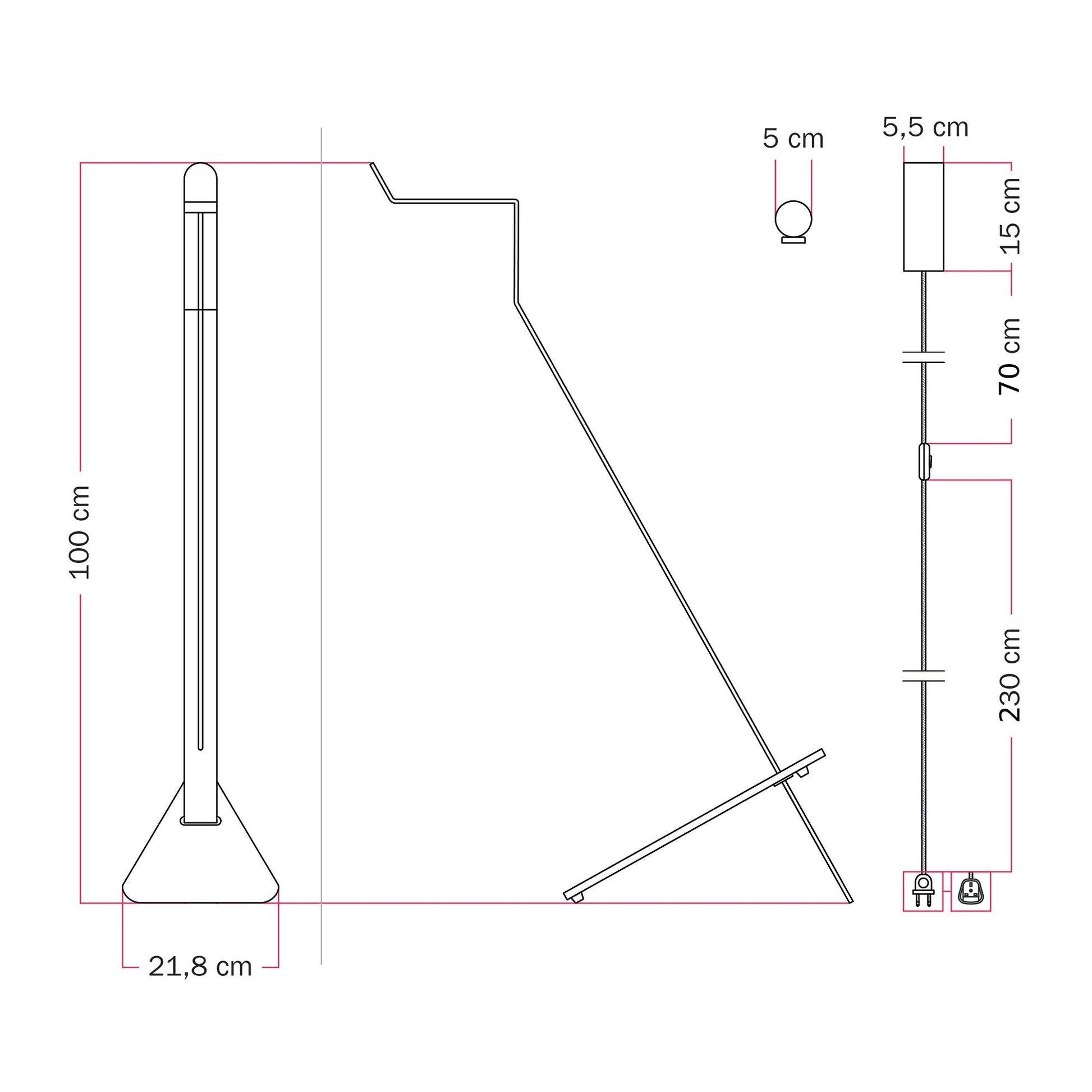 Lampada da terra inclinabile con faretto magnetico orientabile - Mario Tubo - Giallo