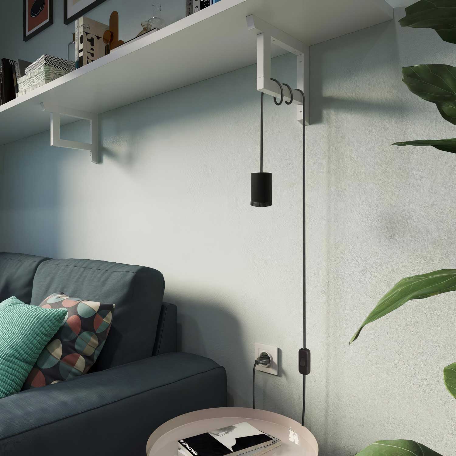 Lampada faretto Mini Spotlight GU1d0 con cablaggio SnakeBis - Nero