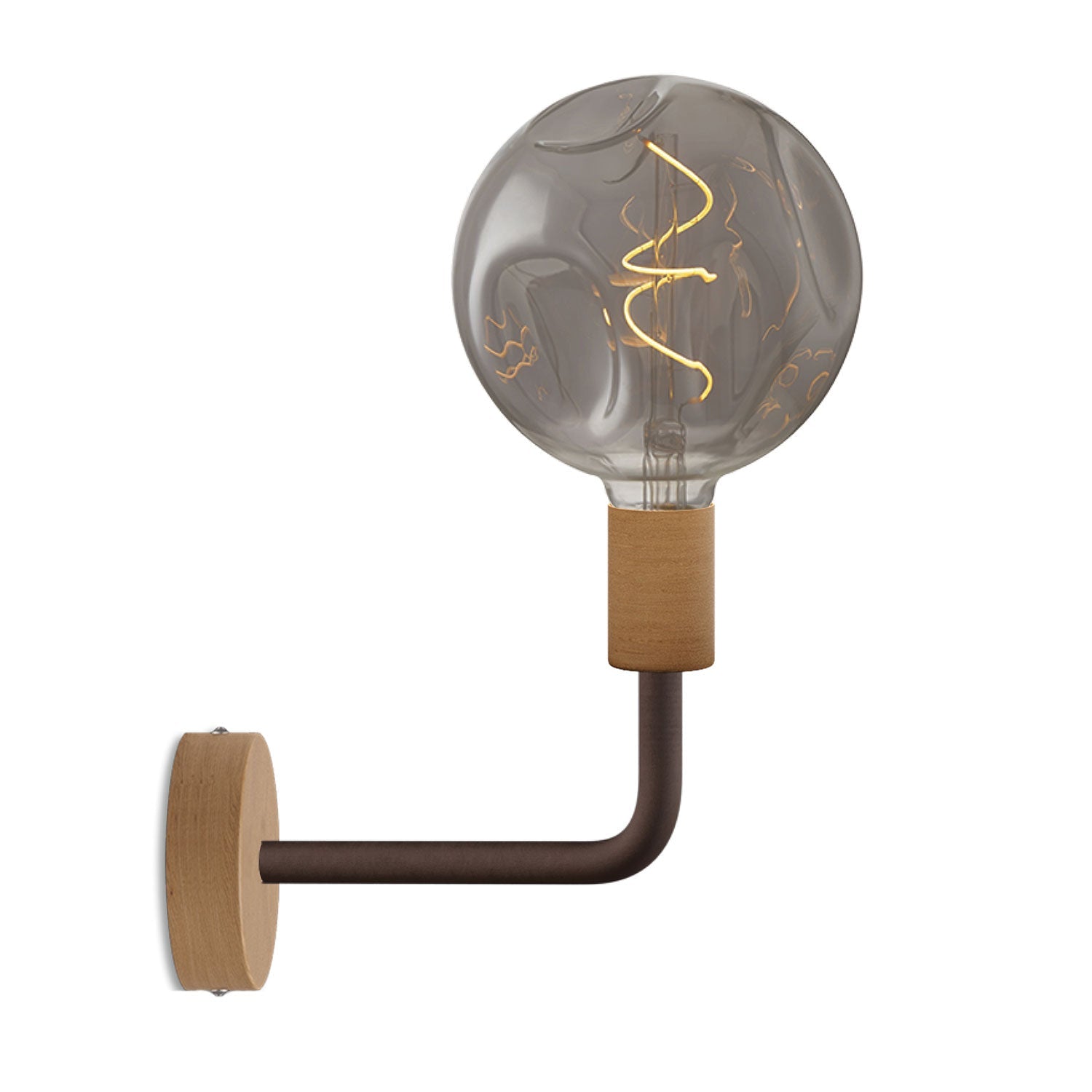 Lampada Fermaluce Elle in legno con lampadina Bumped - Neutro