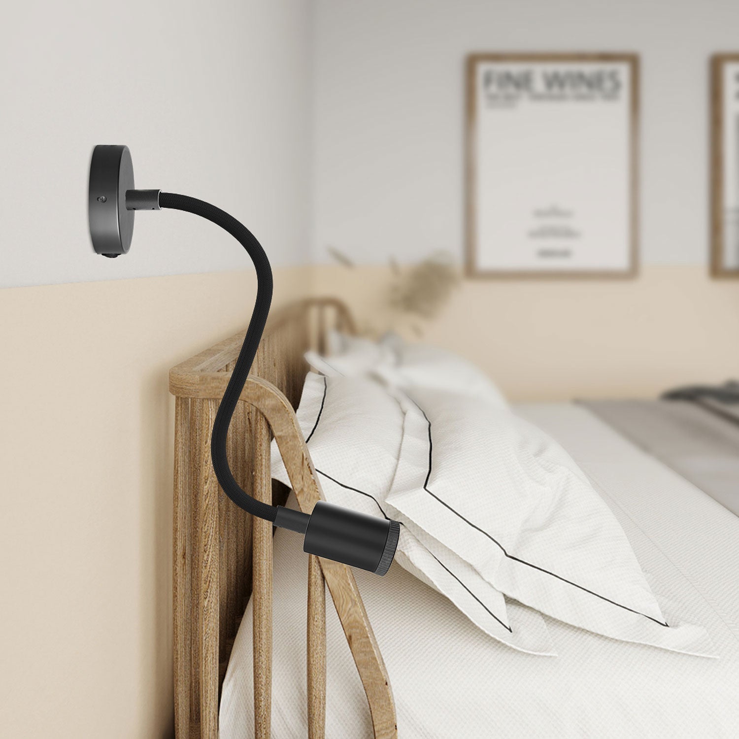 Lampada Fermaluce Flex 30 con mini rosone con interruttore e mini faretto GU1d0 - Nero