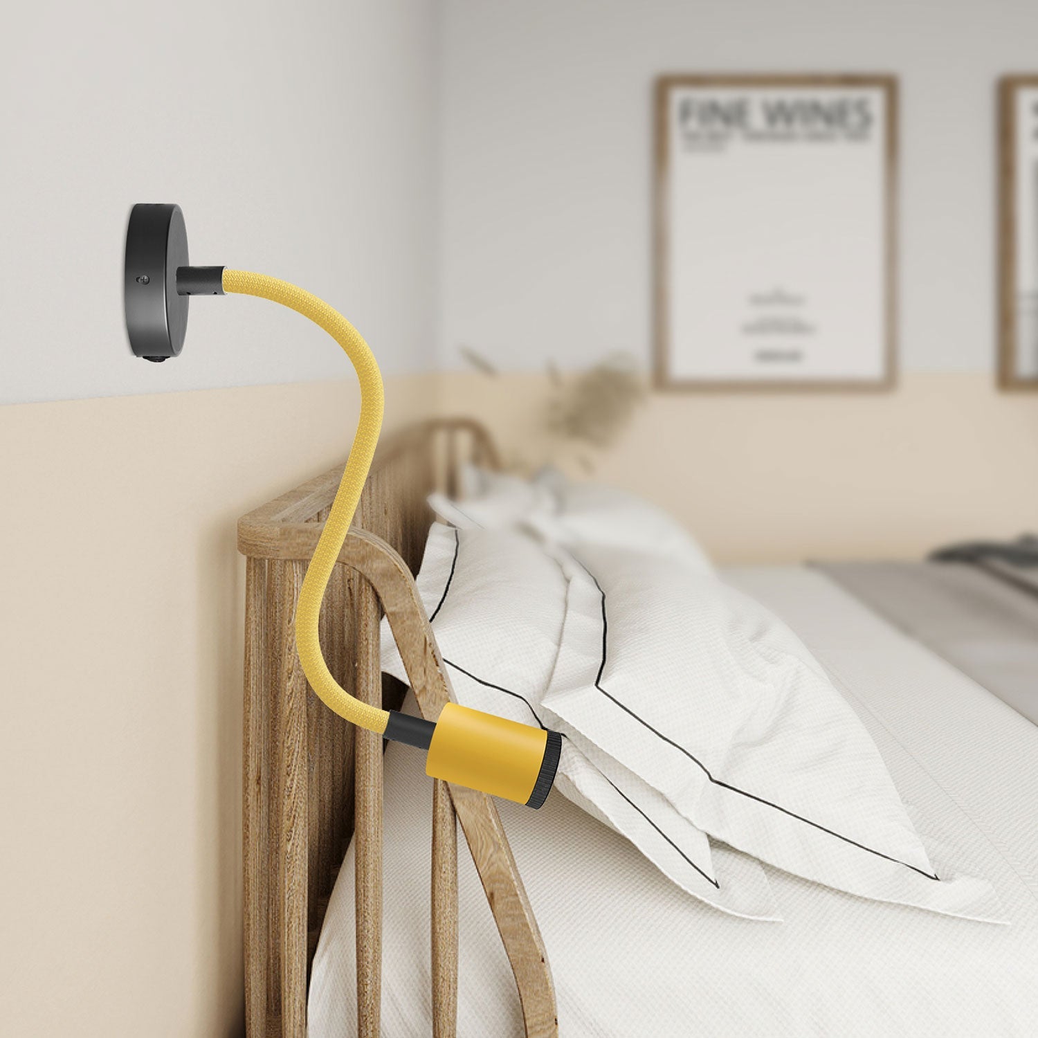 Lampada Fermaluce Flex 30 Pastel con mini rosone con interruttore e mini faretto GU1d0 - Mostarda