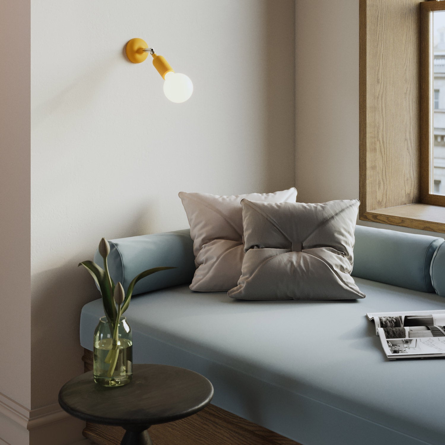 Lampada Fermaluce in silicone con snodo e con interruttore incorporato - Giallo