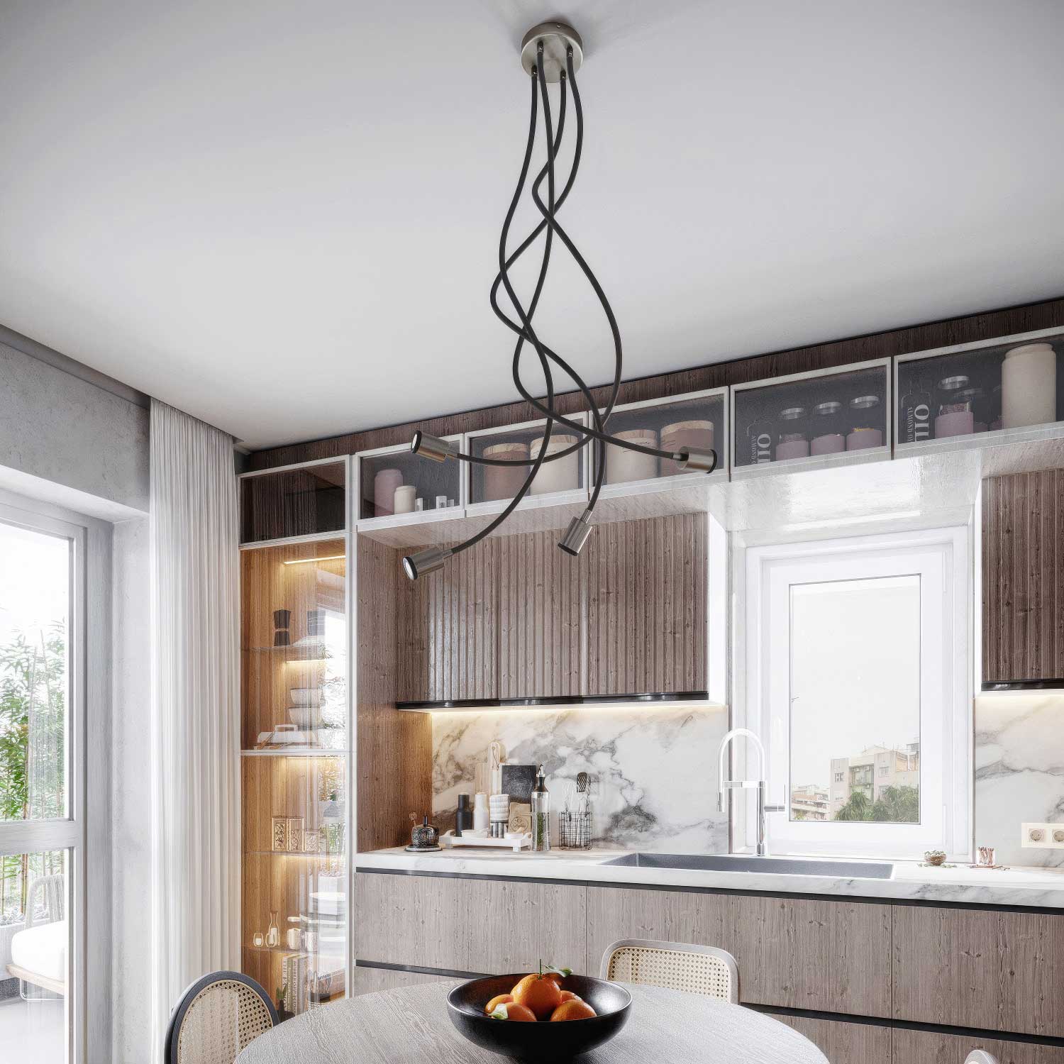 Lampada Mini faretto SPOTLIGHT GU1d0 Flex 90 da soffitto - Titanio satinato