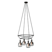 Lampadario 2 Cage a 4 cadute Bona Pastel - Nero perla