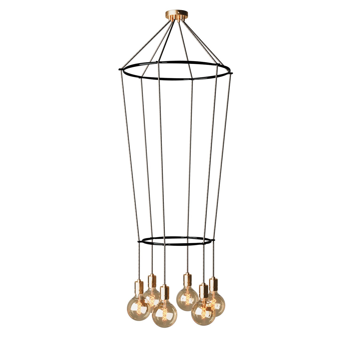 Lampadario 2 Cage a 6 cadute Globo - Ottone