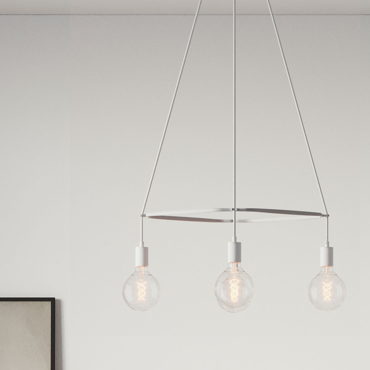 Lampadario Cage a 4 cadute Globo - Bianco opaco