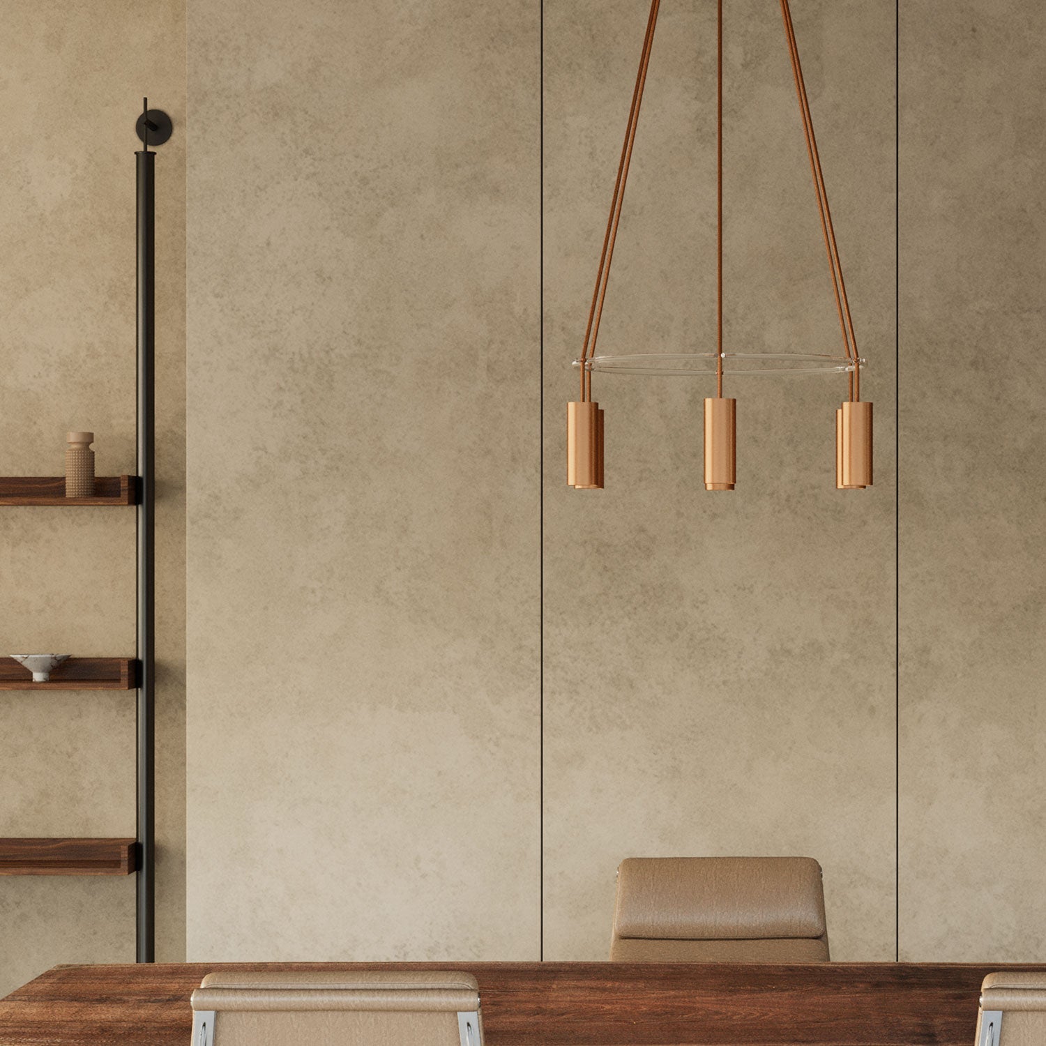 Lampadario Cage a 6 cadute Tub-E14 - Rame satinato