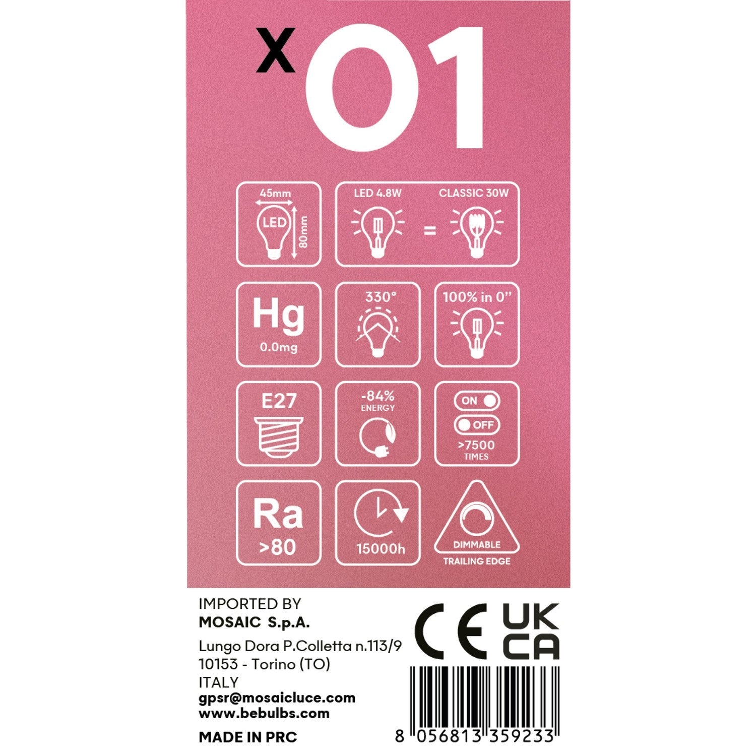 Lampadina LED a filamento incrociato Mini Globo G45 4,8W 400Lm E27 2200K Dimmerabile - X01