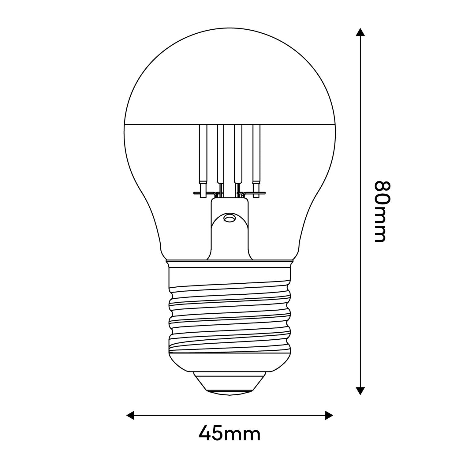 Lampadina LED Mezza Sfera Argento Mini Globo G45 4,8W 380Lm E27 2700K Dimmerabile - A03
