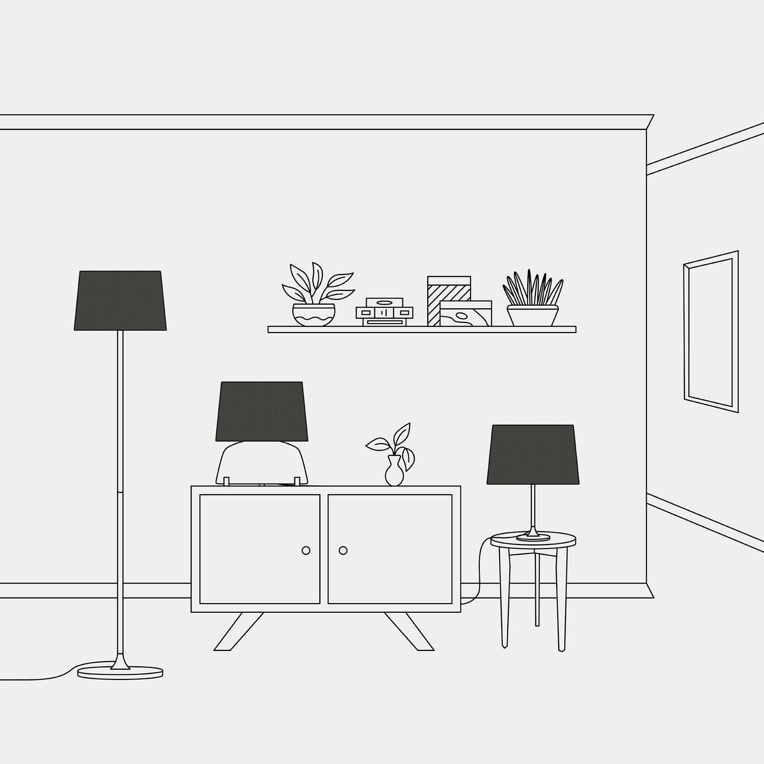 Paralume Athena con attacco E27 per lampada da tavolo - Made in Italy - Lana grigio scura