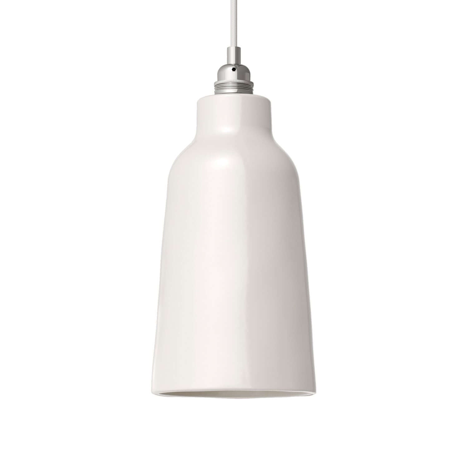 Paralume Bottiglia in ceramica, collezione Materia - Made in Italy - Bianco lucido