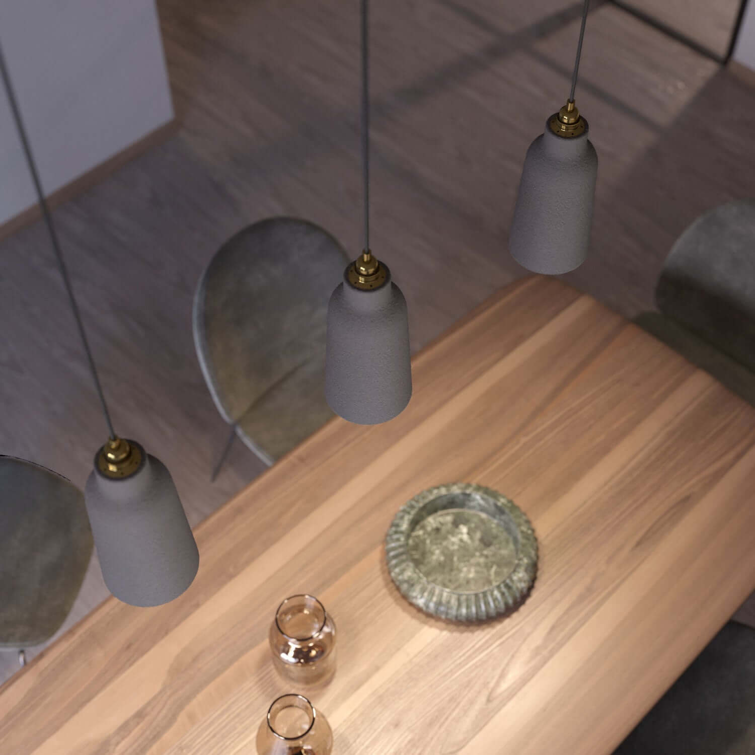 Paralume Bottiglia in ceramica, collezione Materia - Made in Italy - Effetto cemento