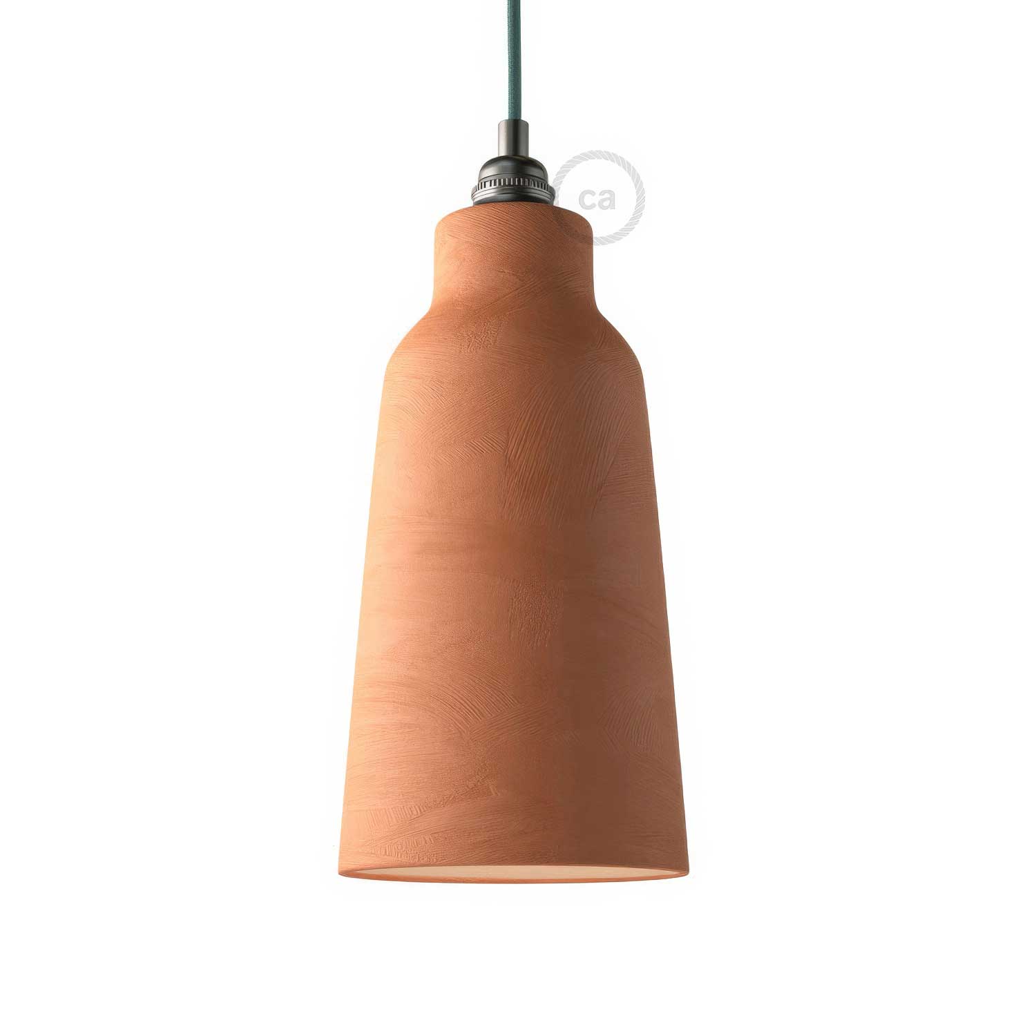 Paralume Bottiglia in ceramica, collezione Materia - Made in Italy - Terracotta striato