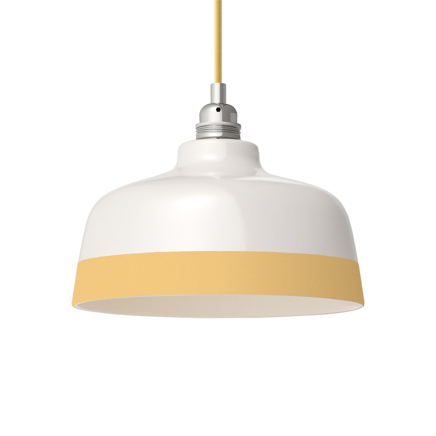 Paralume Coppa bicolore in ceramica Bianco e Giallo, collezione Materia - Made in Italy
