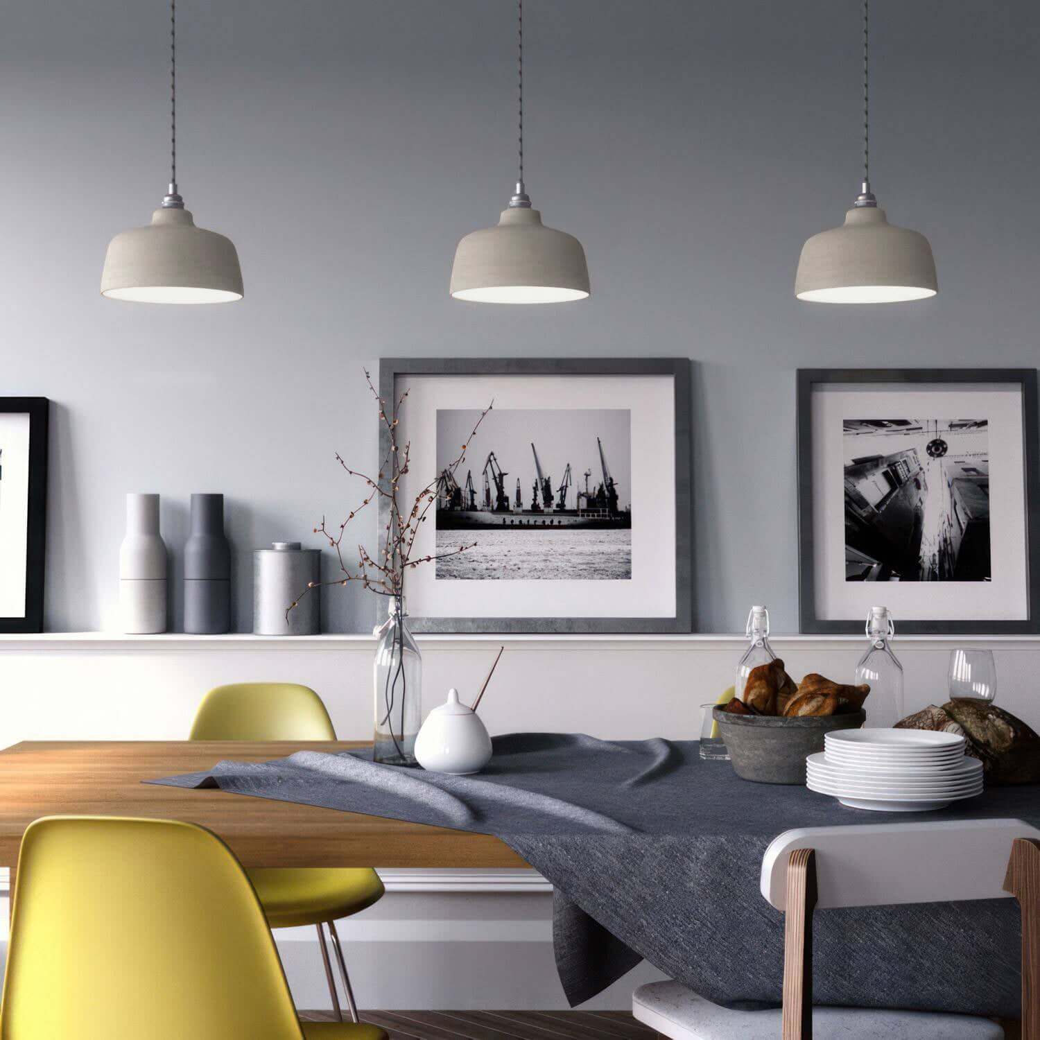 Paralume Coppa in ceramica, collezione Materia - Made in Italy - Tortora striato