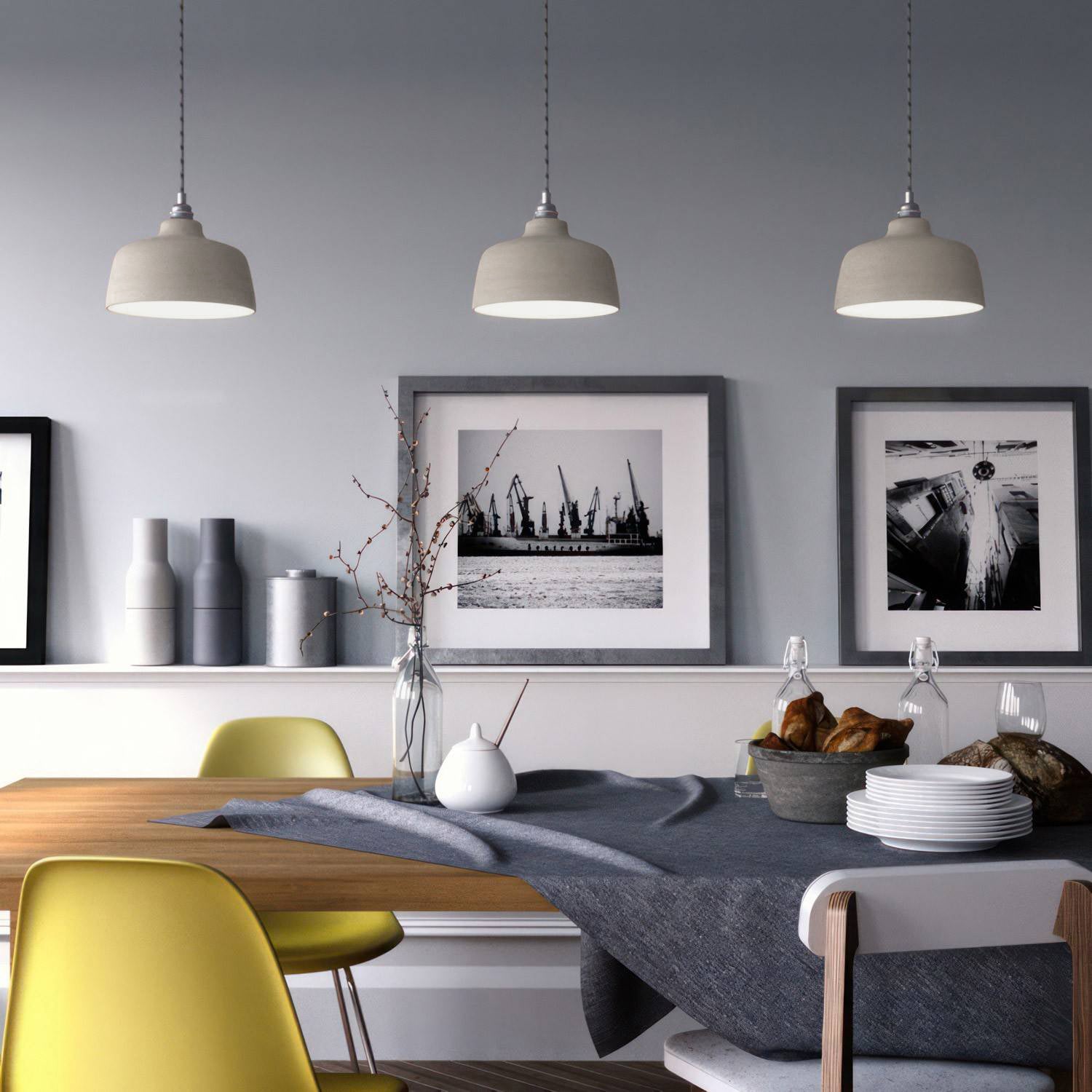 Paralume Coppa in ceramica, collezione Materia - Made in Italy - Tortora striato