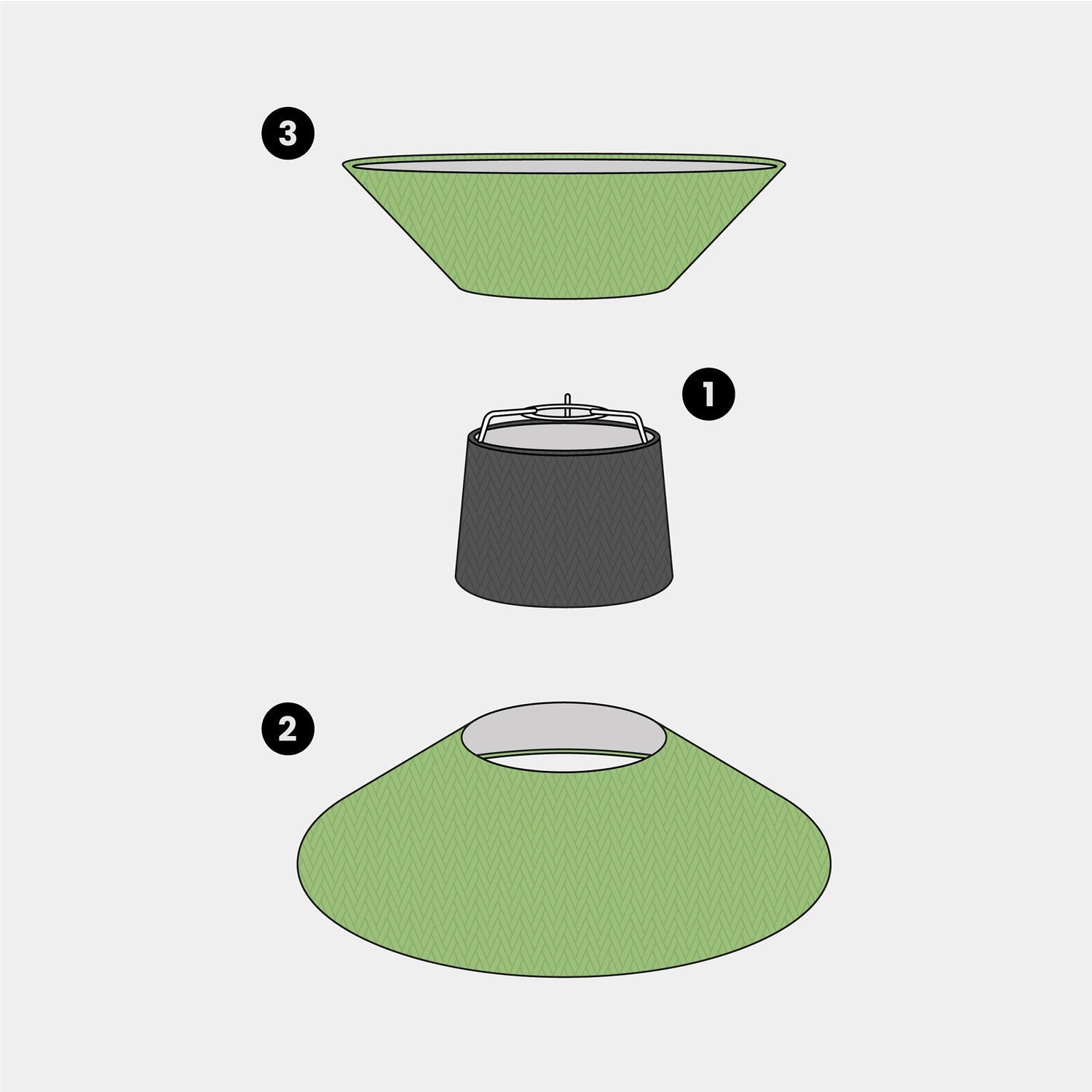 Paralume in tessuto Clessidra Cinette verde pistacchio - Made in Italy Teletta antracite