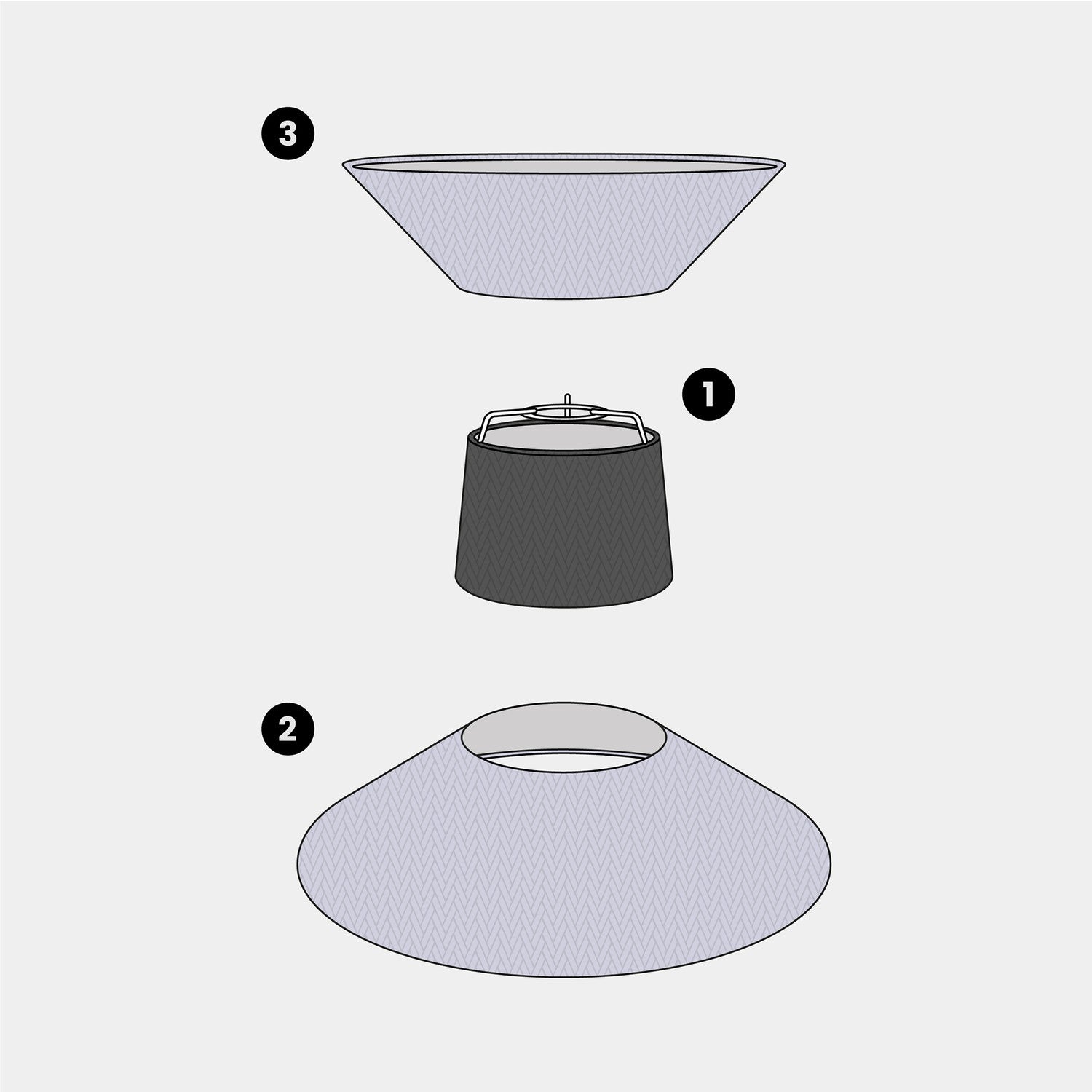 Paralume in tessuto Clessidra Teletta lilla - Made in Italy Teletta antracite