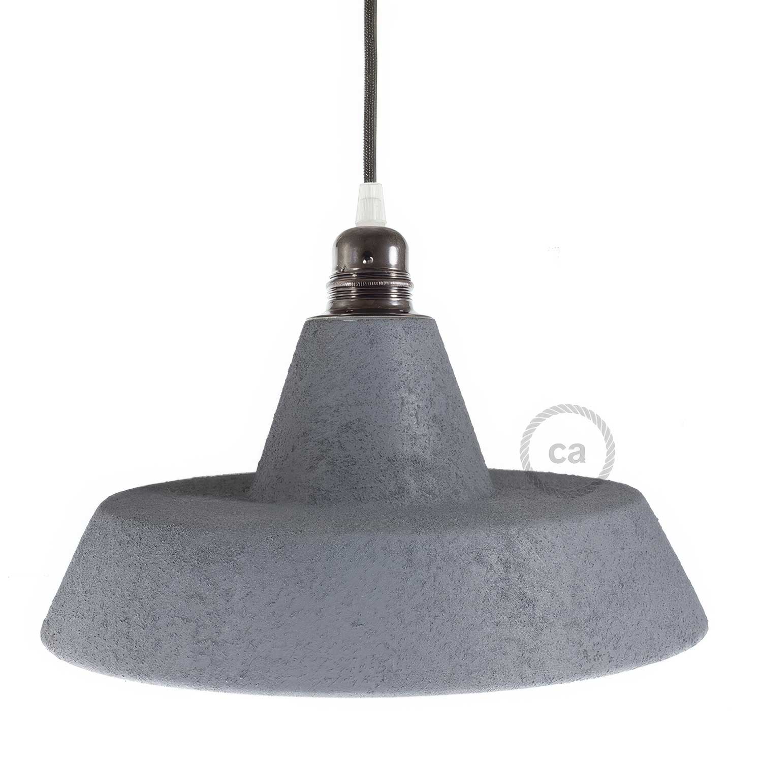 Paralume Industriale in ceramica per sospensione - Made in Italy - Effetto cemento
