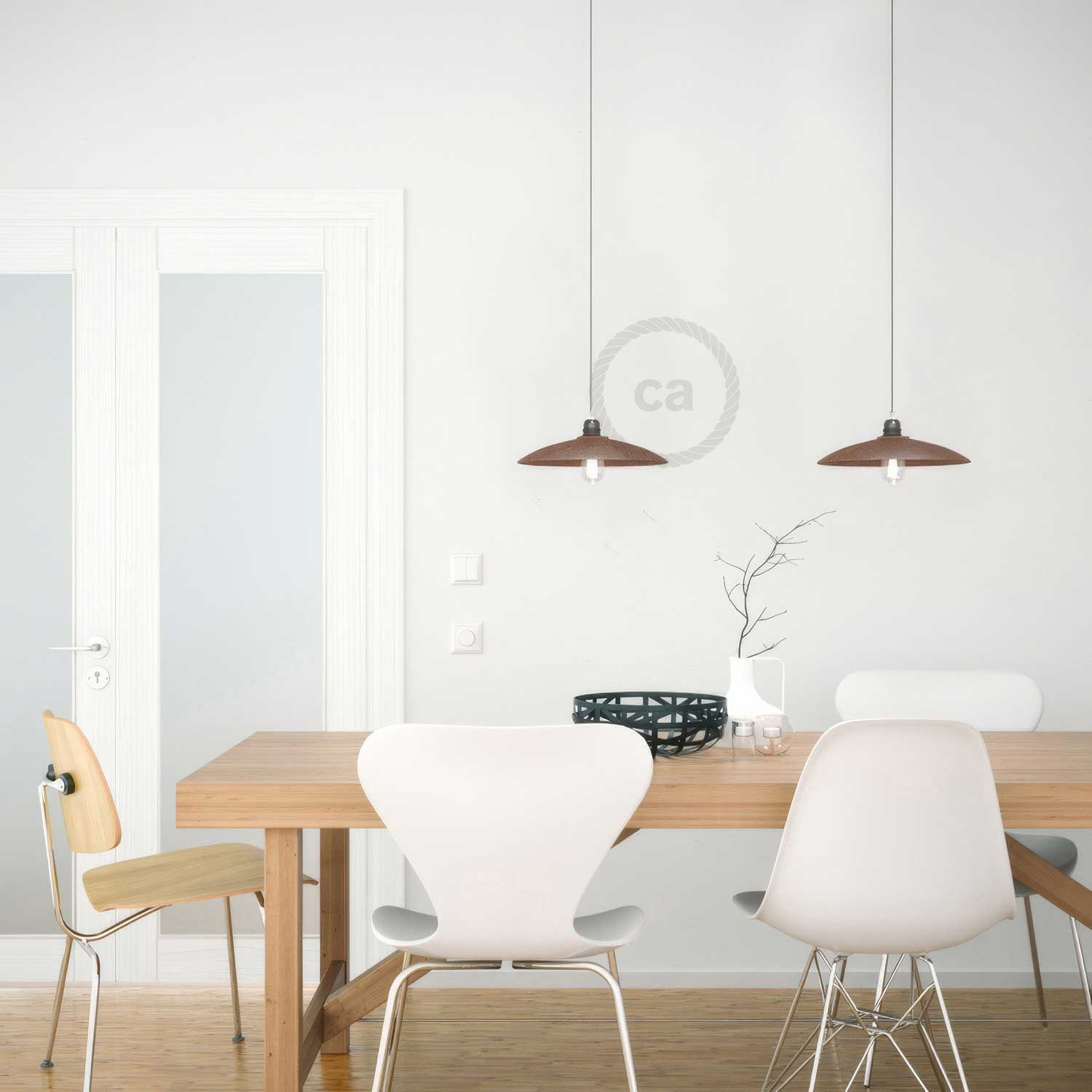 Paralume Piatto in ceramica per sospensione - Made in Italy - Effetto corten