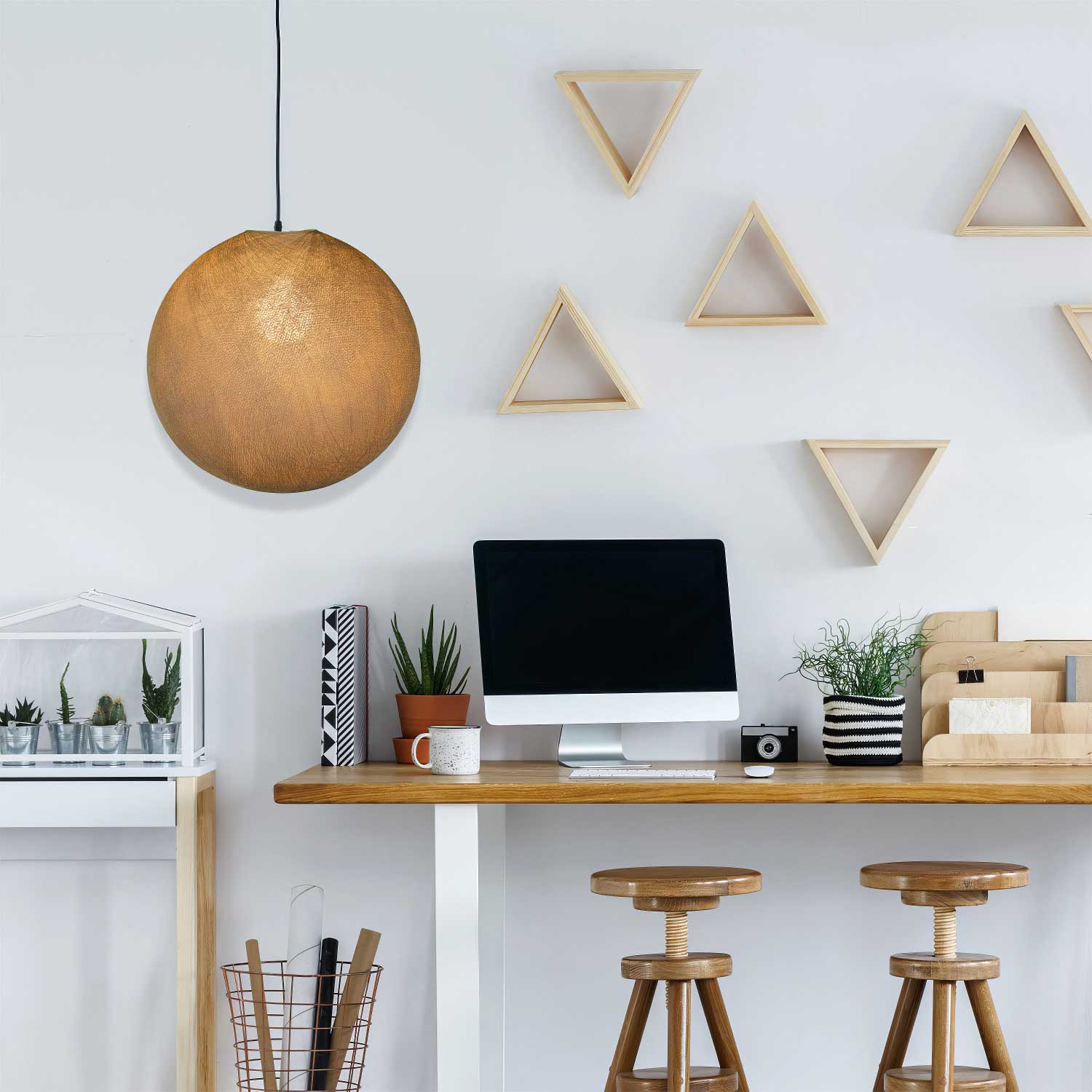 Paralume Sfera in filo 100% fatto a mano - Poliestere Cappuccino