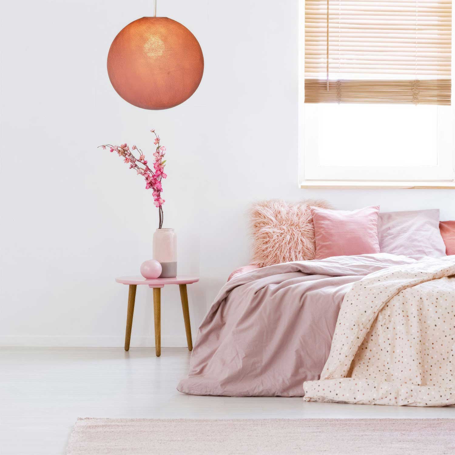 Paralume Sfera in filo 100% fatto a mano - Poliestere Cipria