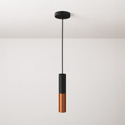 Pendant lamp complete with fabric cable and Tub-E12 double lampshade - Black and Brushed copper