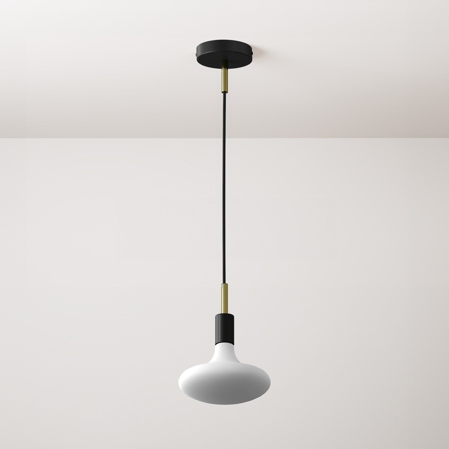 Pendant lamp with textile cable, metal details and 7cm cable clamp - Black