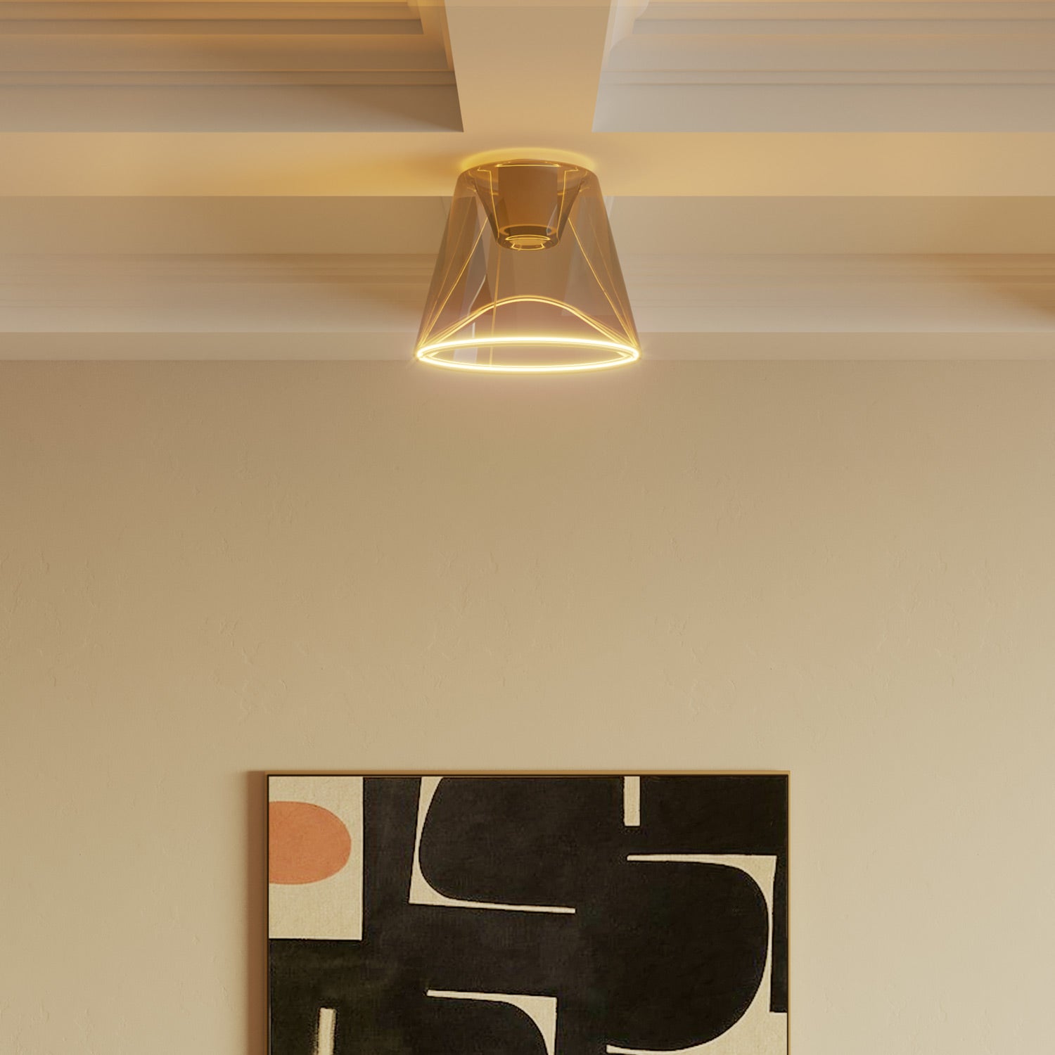 Plafoniera design con lampadina Ghost a cono smoky - Bianco