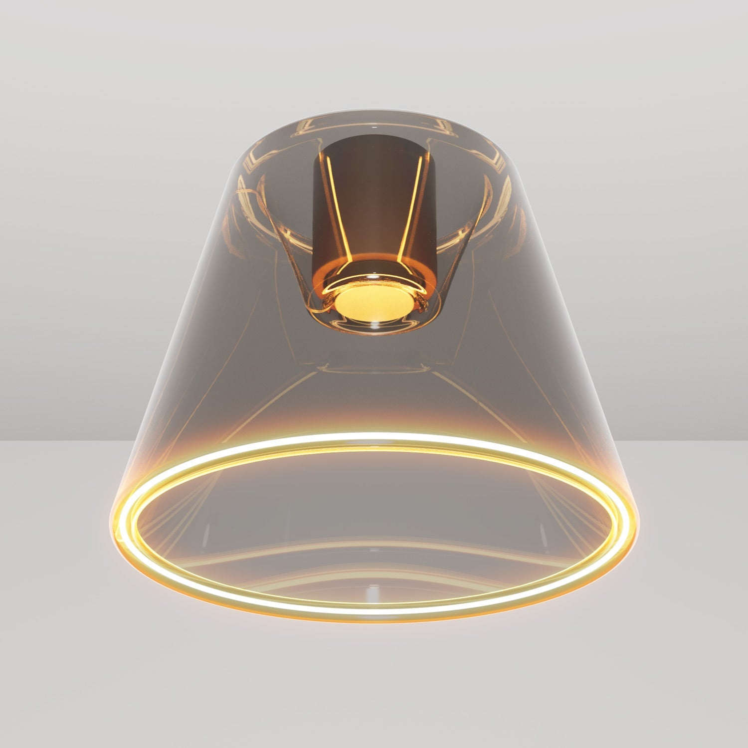 Plafoniera design con lampadina Ghost a cono smoky - Nero